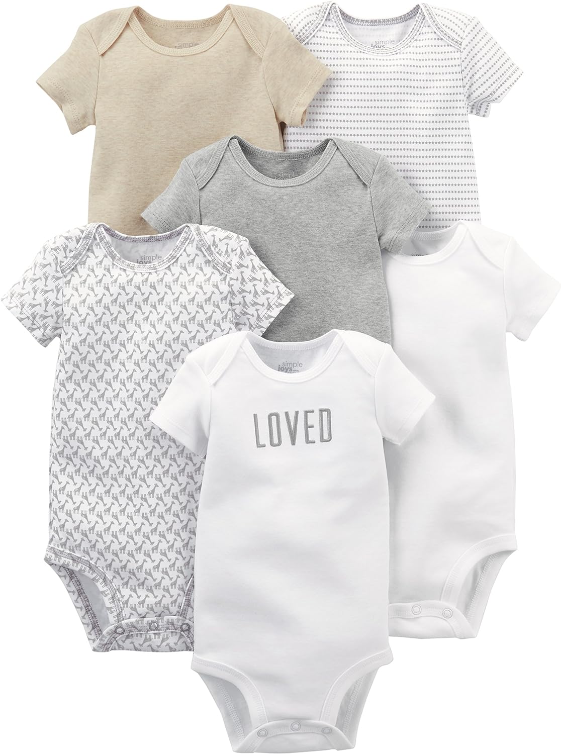 Simple Joys by Carter's Unisex Babies' Short-Sleeve Bodysuit, Multipacks
