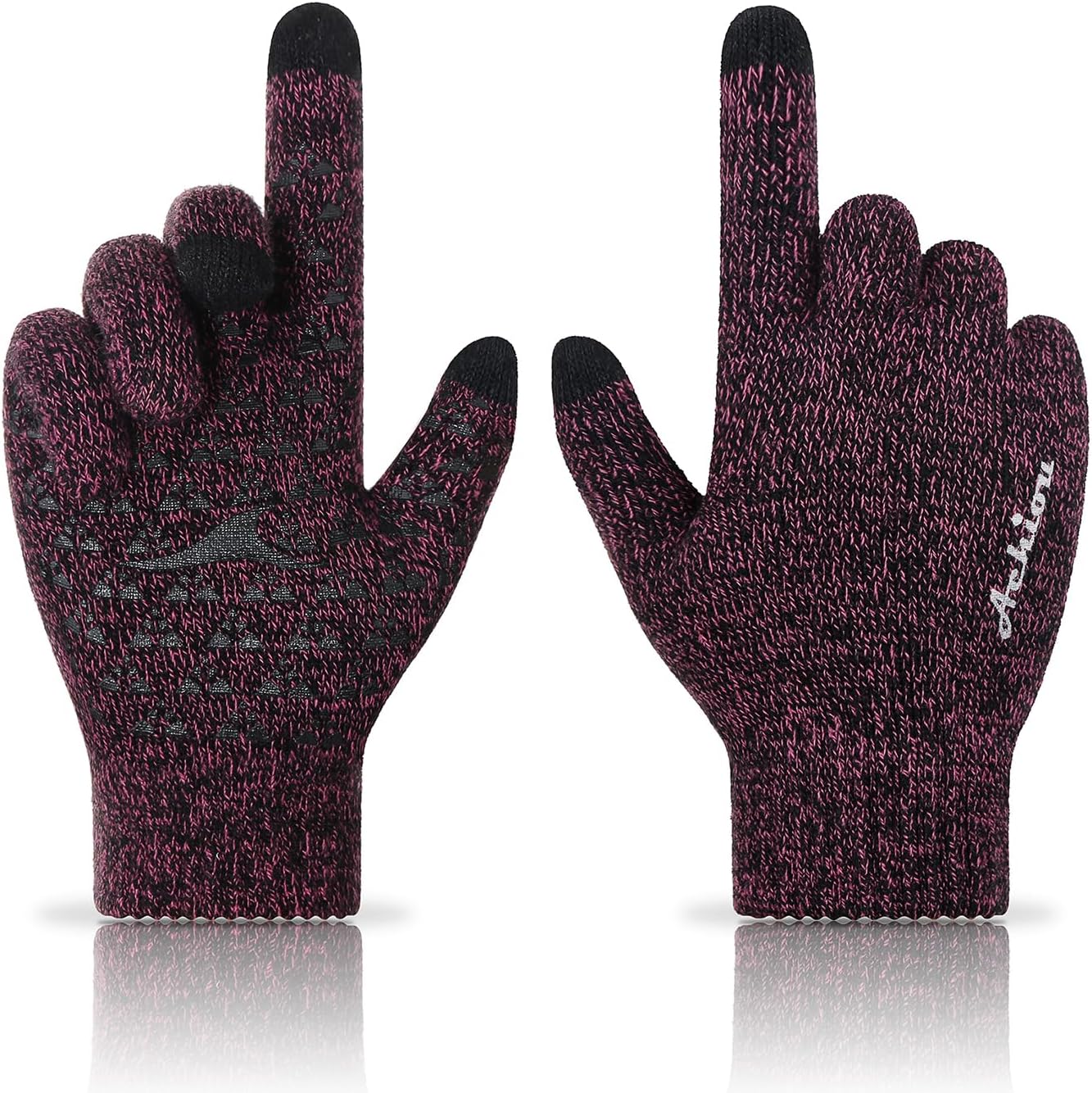 Achiou Winter Gloves for Men Women, Touch Screen Texting Warm Gloves with Thermal Soft Knit Lining,Elastic Cuff 3 Size Choice