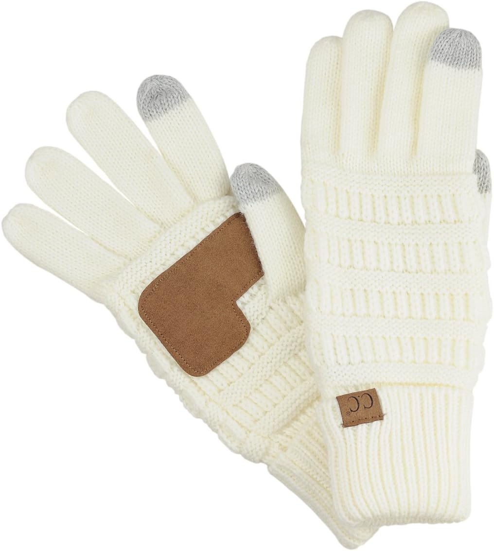 C.C Unisex Cable Knit Winter Warm Anti-Slip Touchscreen Texting Gloves