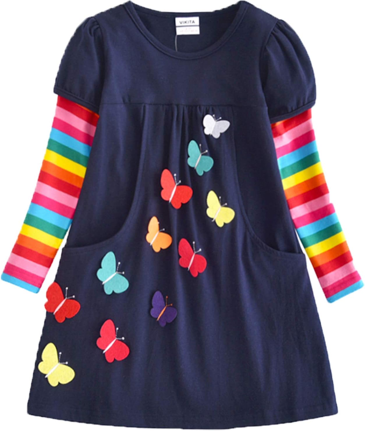 VIKITA Winter Toddler Girl Clothes Long Sleeve Girls Dresses for Kids 2-12 Years