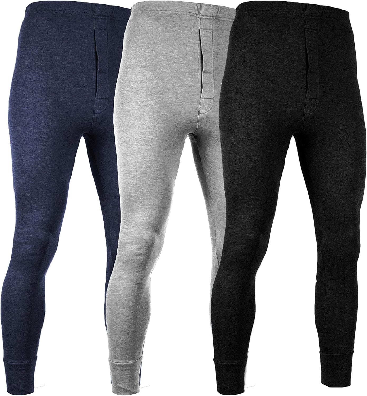 Andrew Scott Men's 3 Pack Premium Cotton Base Layer Long Thermal Underwear Pants