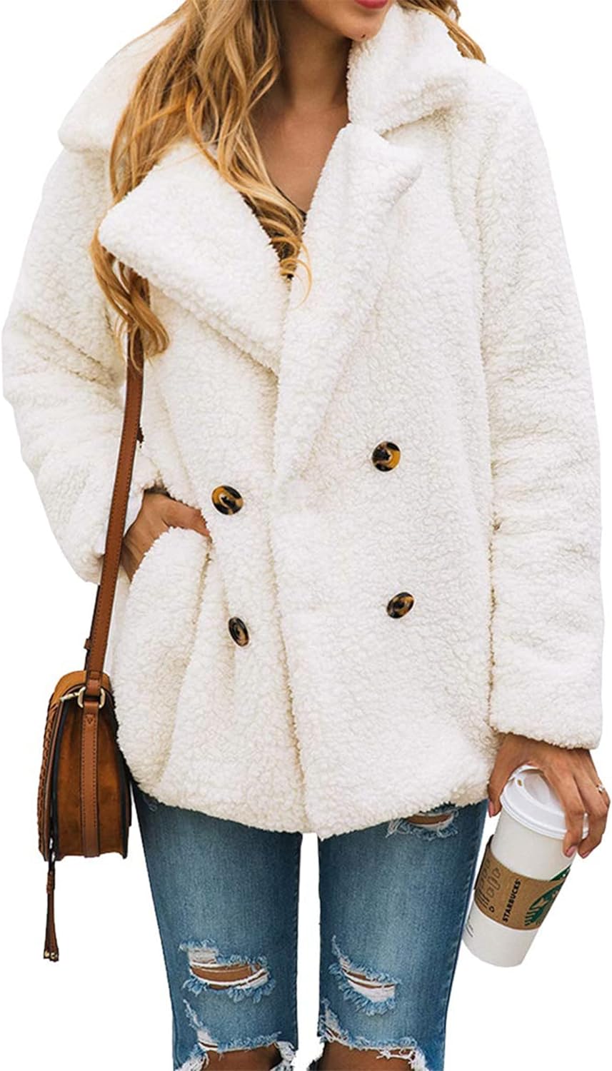 PRETTYGARDEN Women's Fashion Winter Coat Long Sleeve Lapel Zip Up Faux Shearling Shaggy Oversized Shacket Jacket