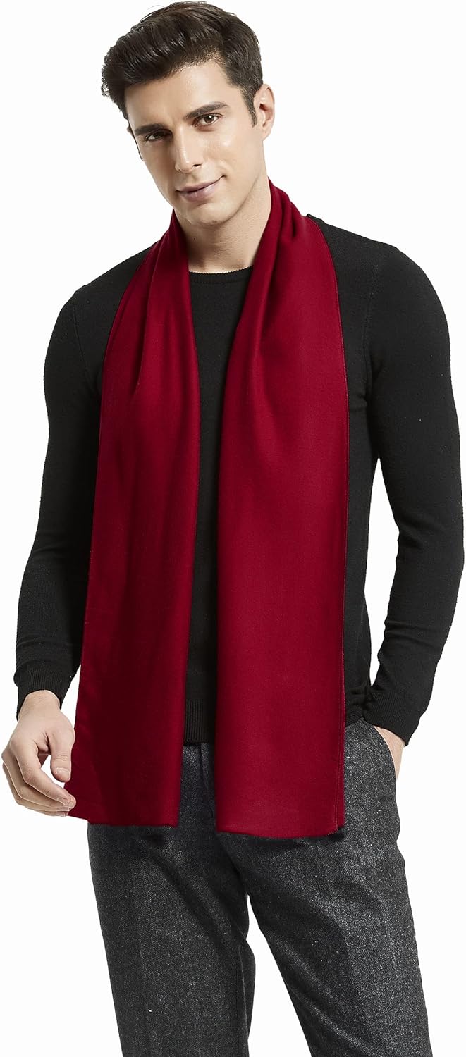 Glen Mila Mens Classic Winter Scarf Cashmere Winter Scarves Long Plain Fashion Formal Soft Scarf for Men