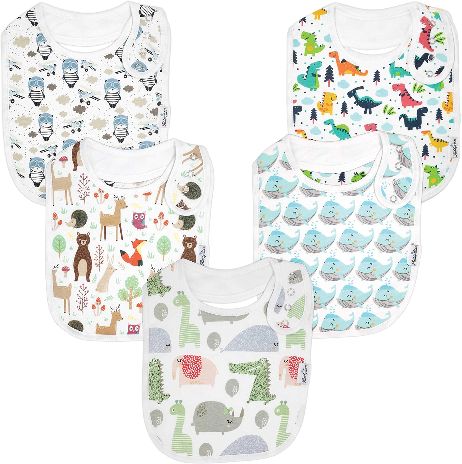 KiddyStar Premium, Organic Cotton Toddler Bibs, Extra Large Drooling Bibs, Teething Bibs, Feeding Bibs, Newborn Baby Shower