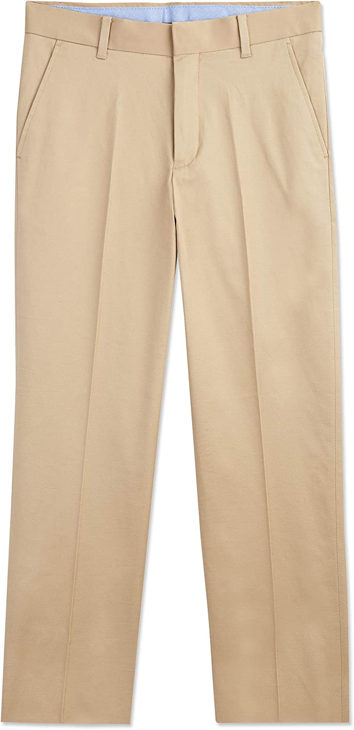 Tommy Hilfiger Boys' Flat Twill Dress Pant, Straight Leg Fit, Belt Loops & Slant Front Pockets