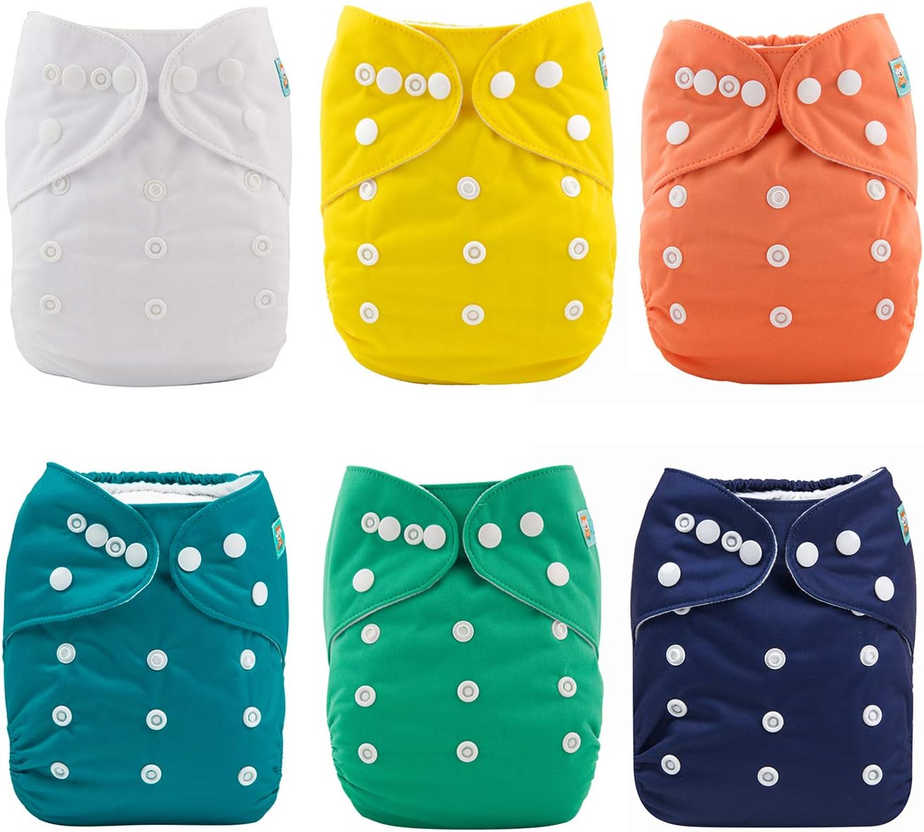 ALVABABY Baby Cloth Diapers 6 Pack + 12 Inserts One Size Adjustable Washable Reusable for Baby Girls and Boys 6BM102