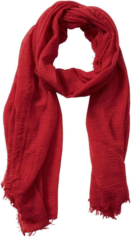 XRDSS Summer Cotton Blend Crinkle Vintage Soft Scarf with Fringed Edges 35" × 70"