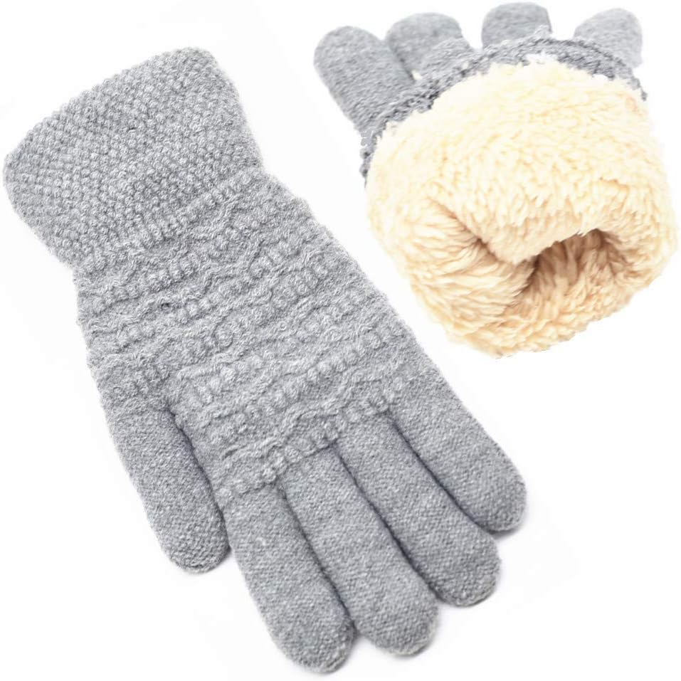 Women's Winter Warm Touch Screen Gloves Womens Thermal Cable Knit Wool Fleece Lined Glove for Cold Weather