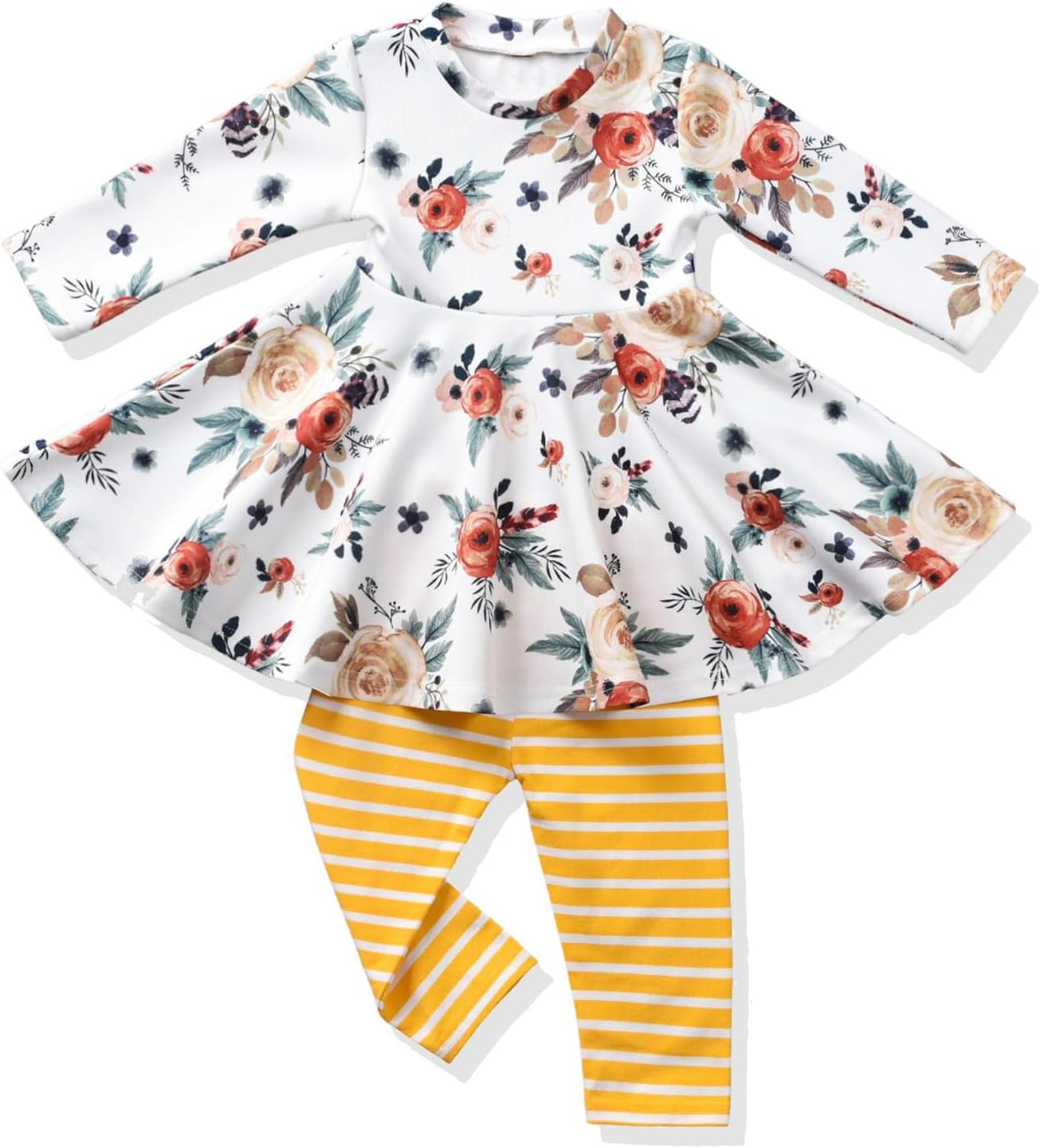 Toddler-Girls-Fall-Clothes-Set Little Girls Highlow Tunic Tops+Leggings Outfit Boutique Clothing