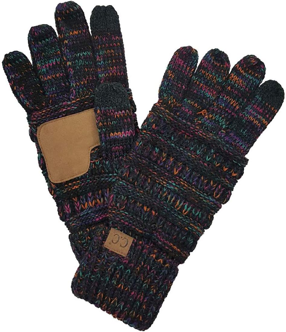 Funky Junque Winter Gloves Women Cold Weather Touch Screen Knit Matching Beanie Lined Warm Fleece Lined Touchscreen Texting