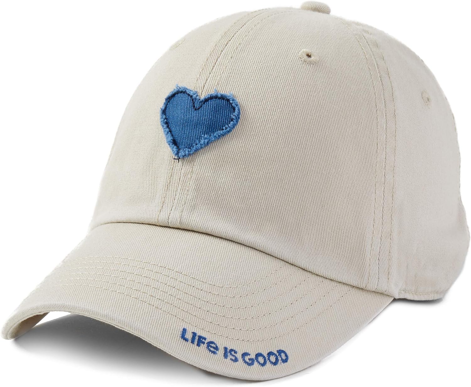 Life is Good Adult Chill Cap Baseball Hat for Men and Women, Cotton, Adjustable Back, Heart Bone, One Size Beige