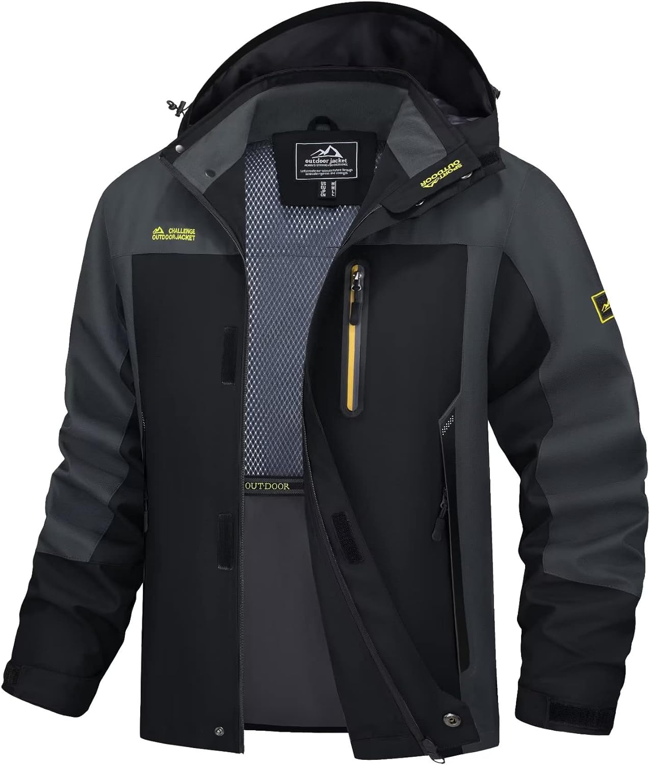 MAGCOMSEN Men's Hooded Windproof Water Resistant Rain Jacket Windbreaker 5 Pockets for Hiking,Fishing,Runing