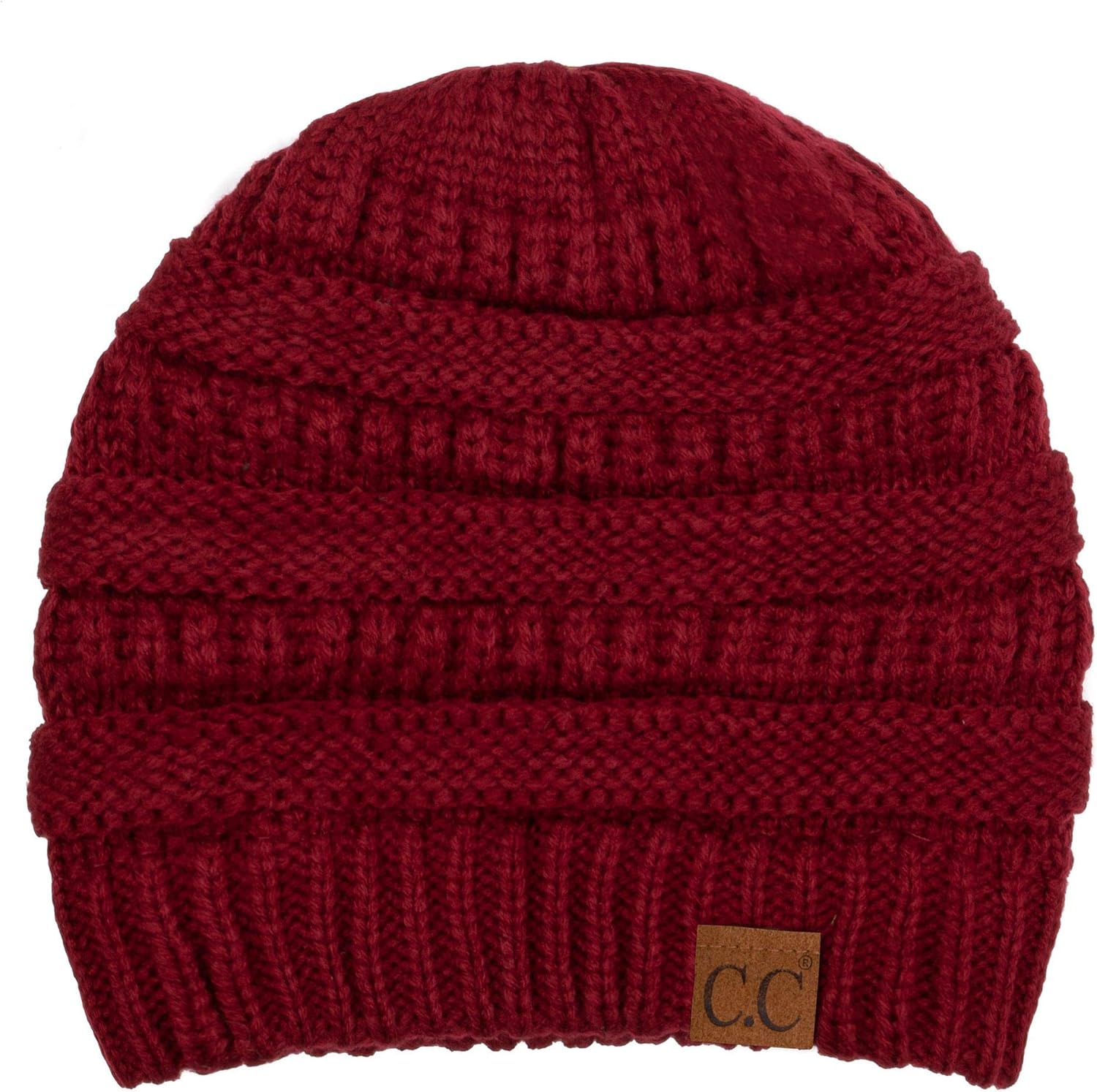 C.C Women's Thick Soft Knit Beanie Cap Hat, Burgundy
