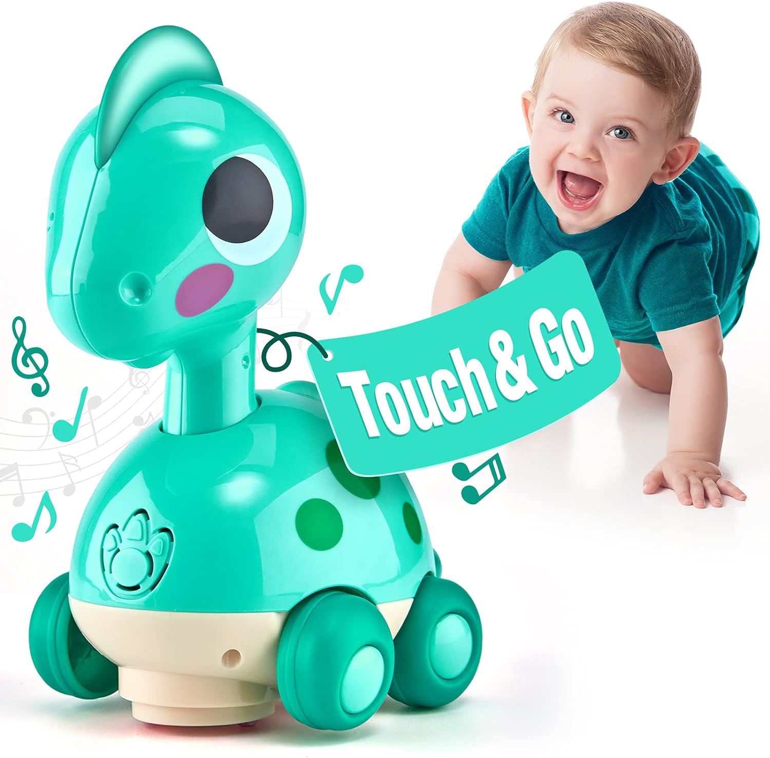 Baby Toys 6-12 Months+ - Touch & Go Musical Light Infant Toys Baby Crawling Baby Toys 12-18 Months, Tummy Time Toys for 1 Year Old Boy Gifts Girl Toddlers Christmas Stocking Stuffers for Age 1-2