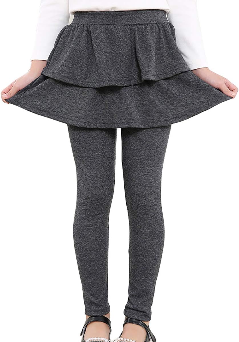 RieKet Girls Leggings with Skirt Warm Kids Leggings Tutu Pants 2-14 Years