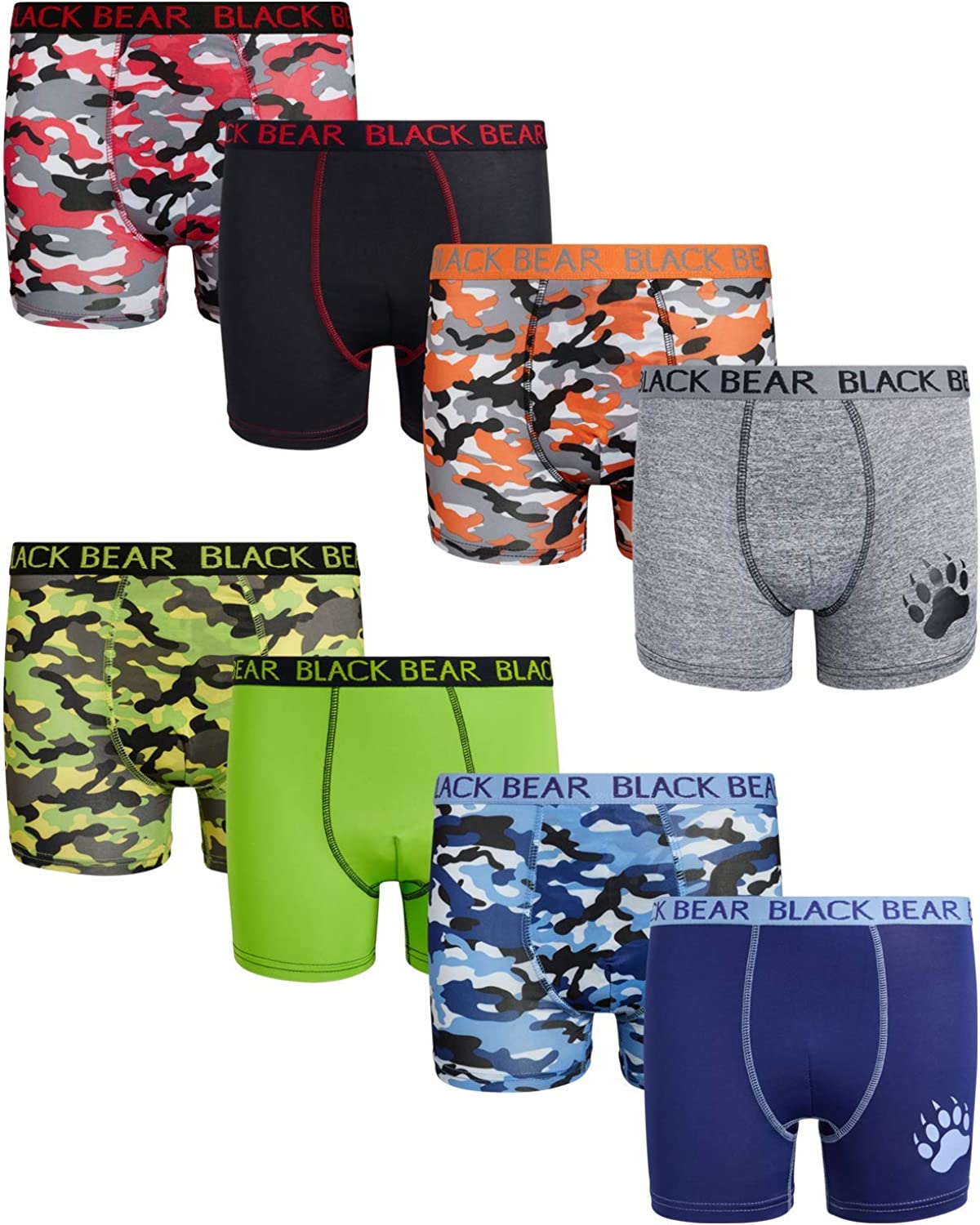 Black Bear Boys Performance Dry-Fit Compression Boxer Brief (8 Pack)