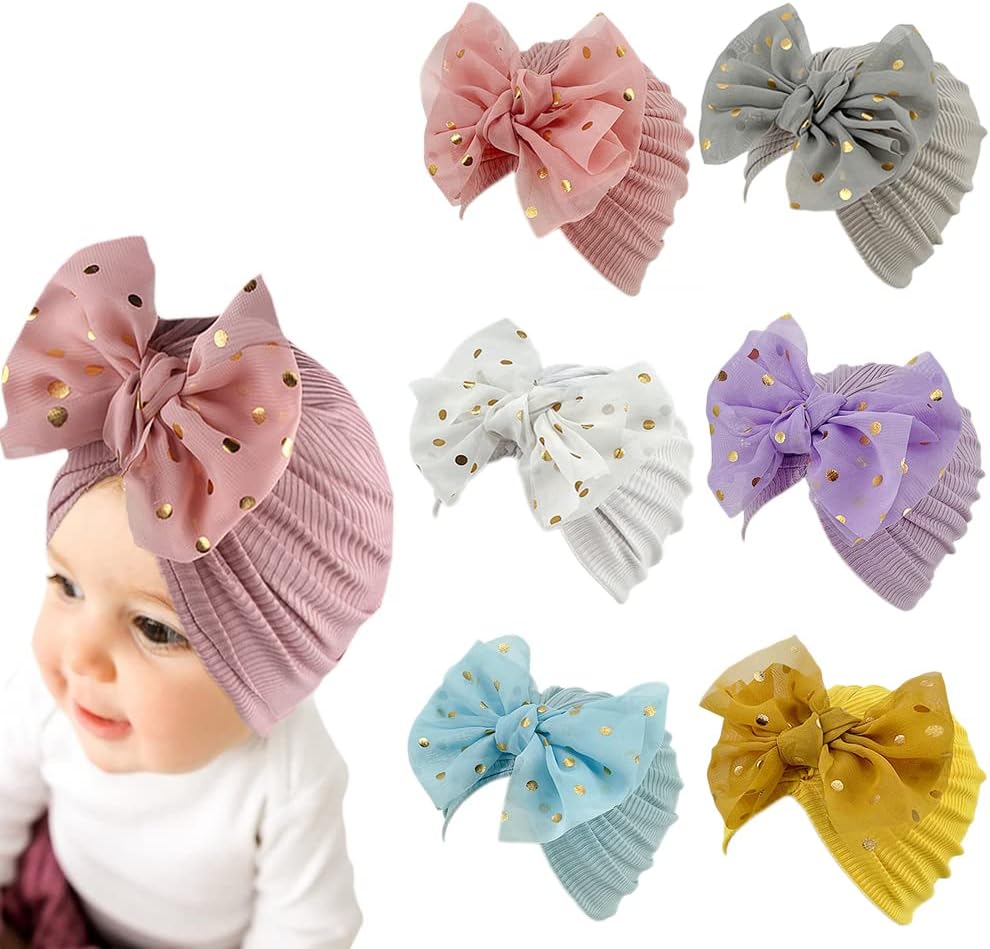 XYX Baby Girl Toddlers Breathable Cotton Hat Newborn Knotted Hat Cute Donut Soft Turban Bow Knot Cap