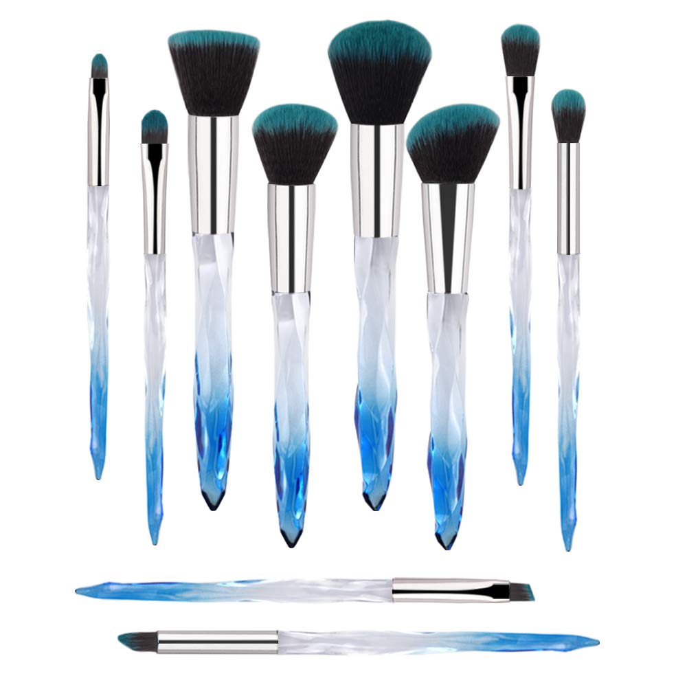 Professional Makeup Brush, Acrylic Diamond Handle Make Up Brushes Series for Full Face Foudation Blush Eyeshadow Concealers Powder Transparent Beauty Tools