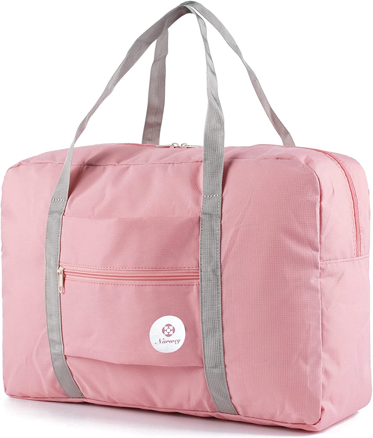 Narwey For Spirit Airlines Foldable Travel Duffel Bag Tote Carry on Luggage Sport Duffle Weekender Overnight for Women and Girls (1112 Pink)