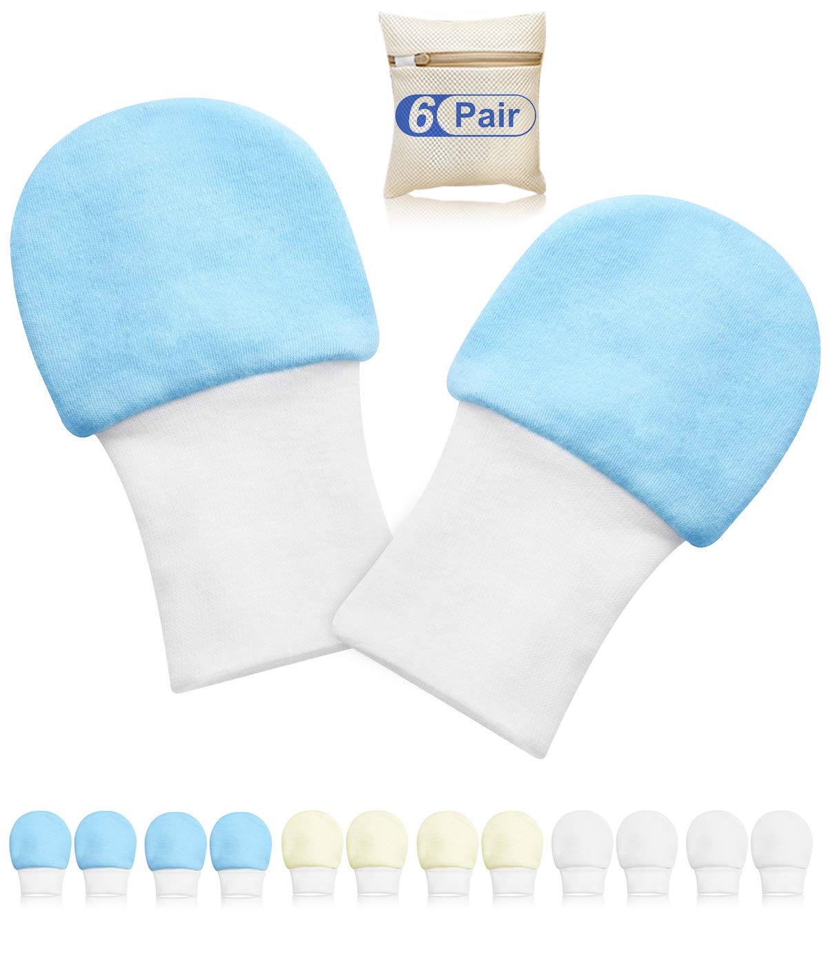 Newborn Baby Mittens Anti Scratch Baby Mittens No Scratch Mittens Baby Gloves for 0-6 Months Boys Girls(6 Pairs)