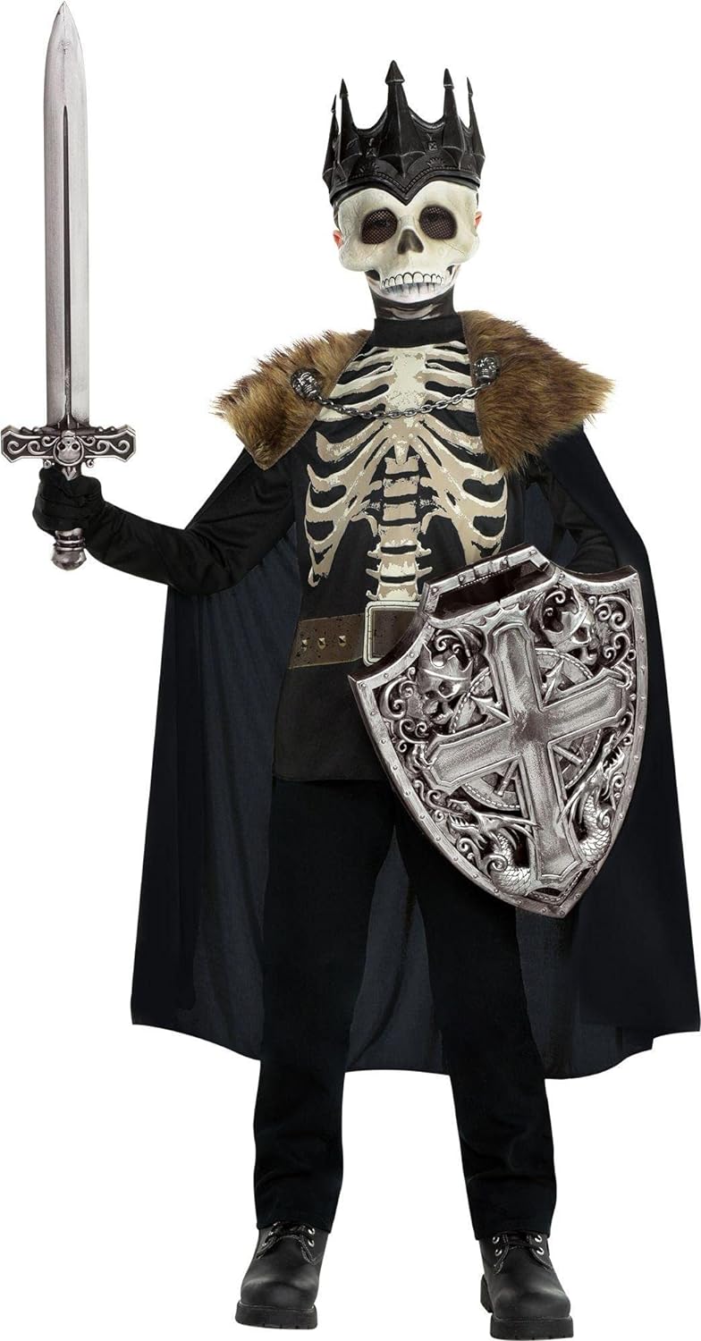 Party City Dark King Halloween Costume for Boys, Includes Printed Shirt, Mask with Crown and Cape