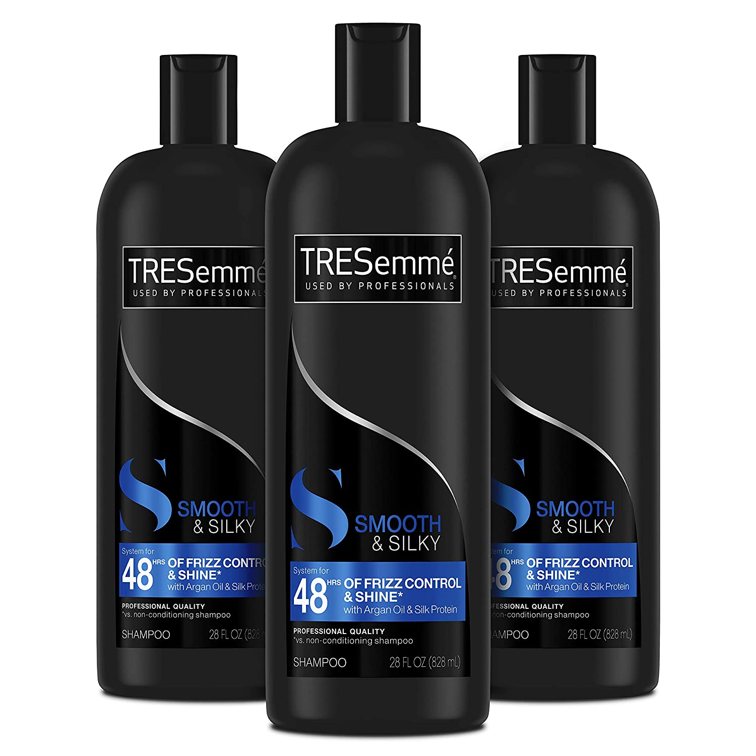 TRESemmé Shampoo Tames and Moisturizes Dry Hair With Moroccan Argan Oil Smooth and Silky For Professional Quality Salon-Healthy Look And Shine, 28 Fl Oz (Pack of 3)