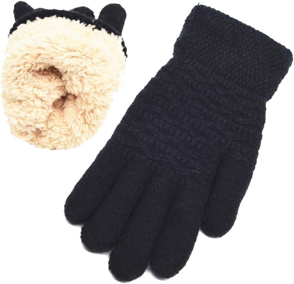 Women's Winter Warm Touch Screen Gloves Womens Thermal Cable Knit Wool Fleece Lined Gloves for Cold Weather