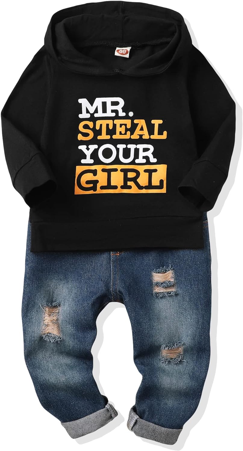 NZRVAWS Baby Boy Clothes Toddler Boy Outfits 6 12 18 24 Months 2 3 4 5T Infant Clothing Hoodie Sweatersuit Long Pant Jean