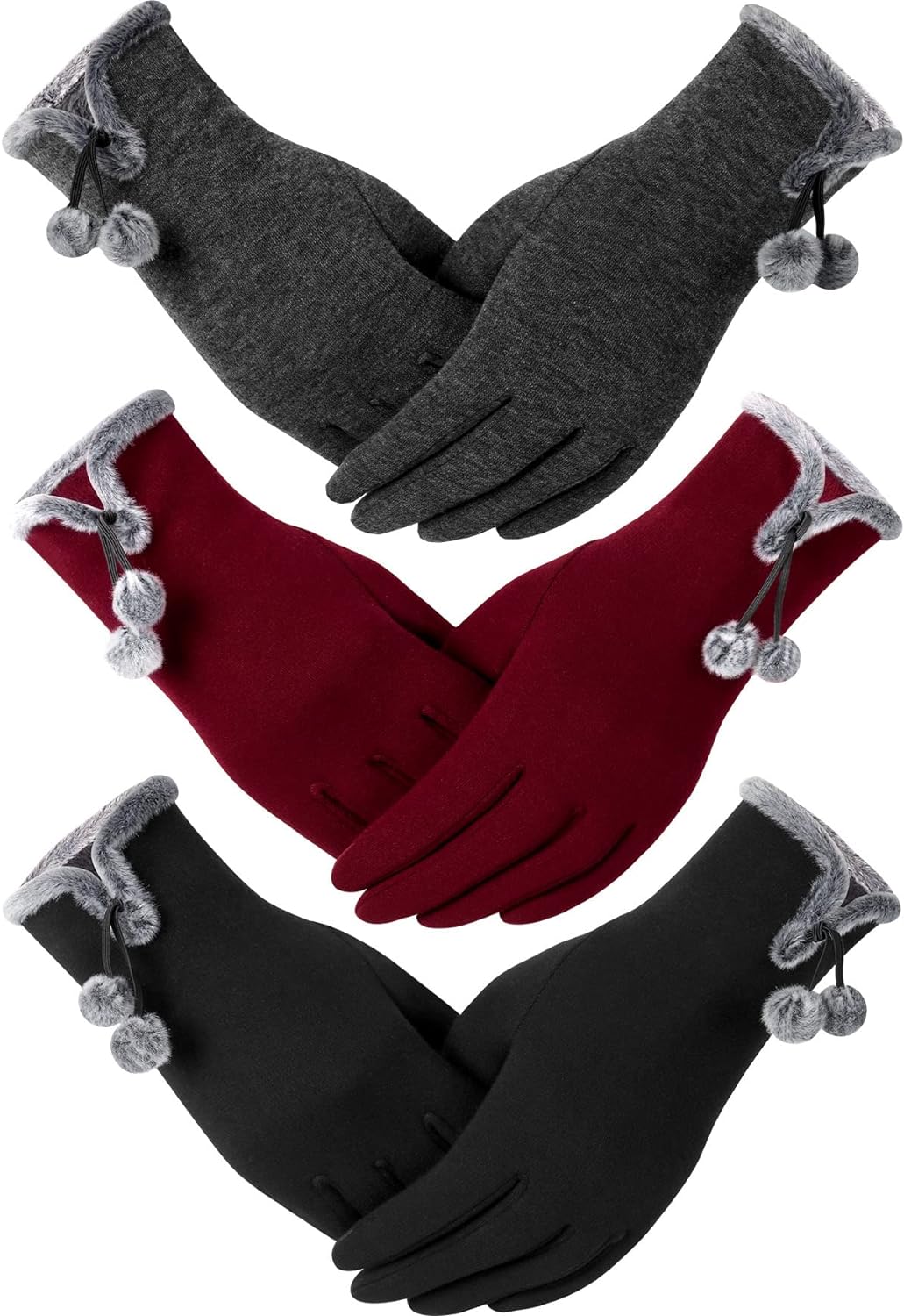 OTIOTI 3/6 Pairs Womens Gloves Winter Touch Screen Texting Gloves for Women Fleece Lined Thick Warm Gloves