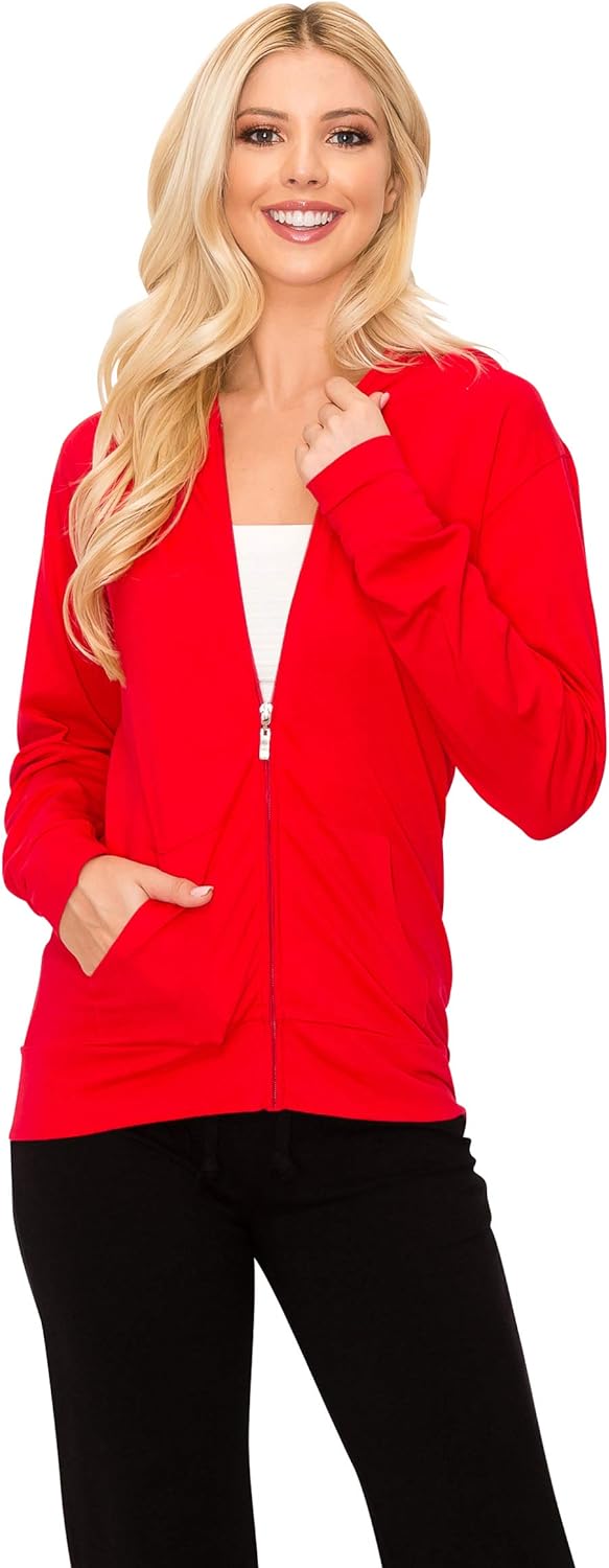 EttelLut Lightweight Comfy Cotton Casual Active Full Zip-up/Pullover Plain Hoodie Jacket
