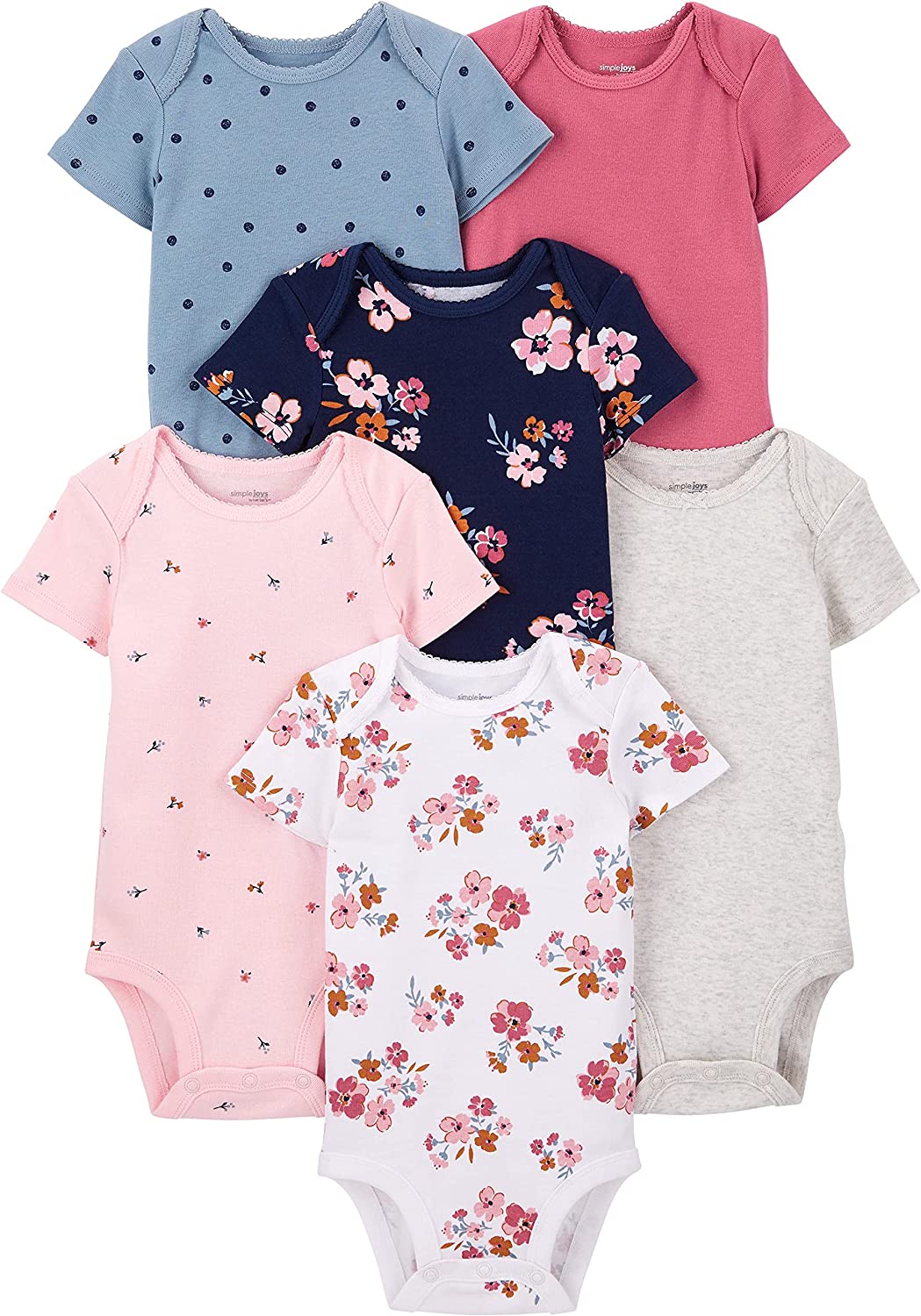Simple Joys by Carter's Baby Girls' Short-Sleeve Bodysuit, Pack of 6