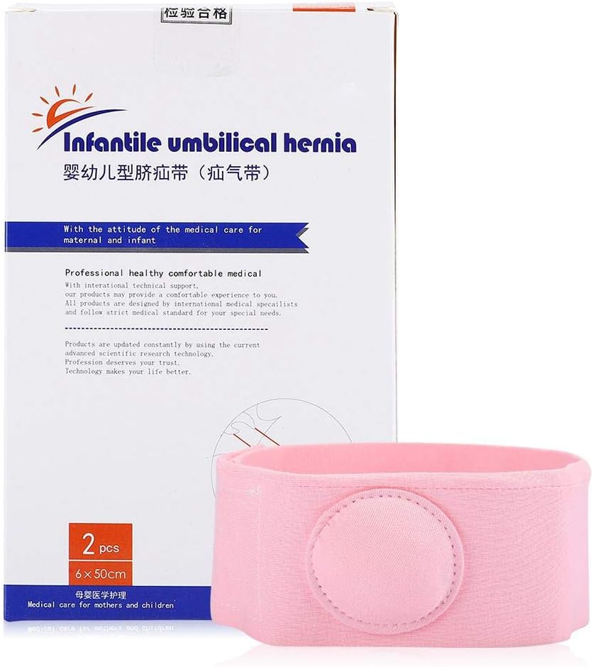 Wchiuoe Umbilical Hernia Belt, Baby Belly Button Band, 2pcs Children Infant Baby Umbilical Hernia Belt, Infant Abdominal Binder, Adjustable Baby Navel Truss Support Abdominal Belt (Pink)