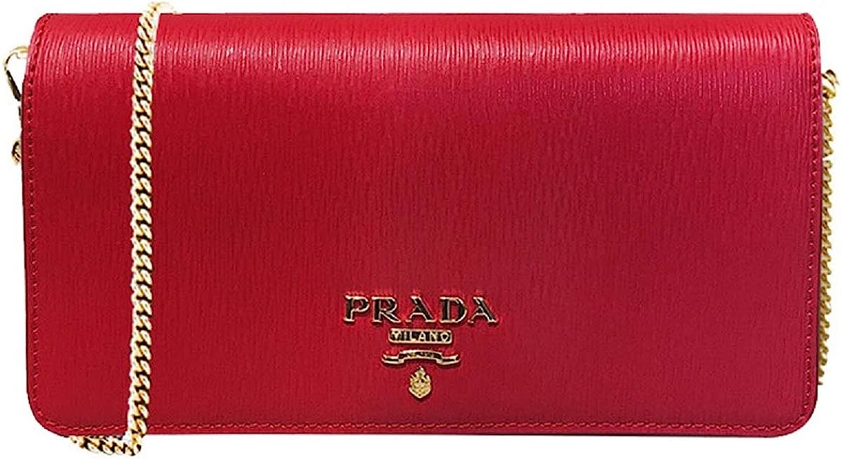 Prada Miniborse Lacca Red Vitello Move Leather Crossbody Chain 1BP021