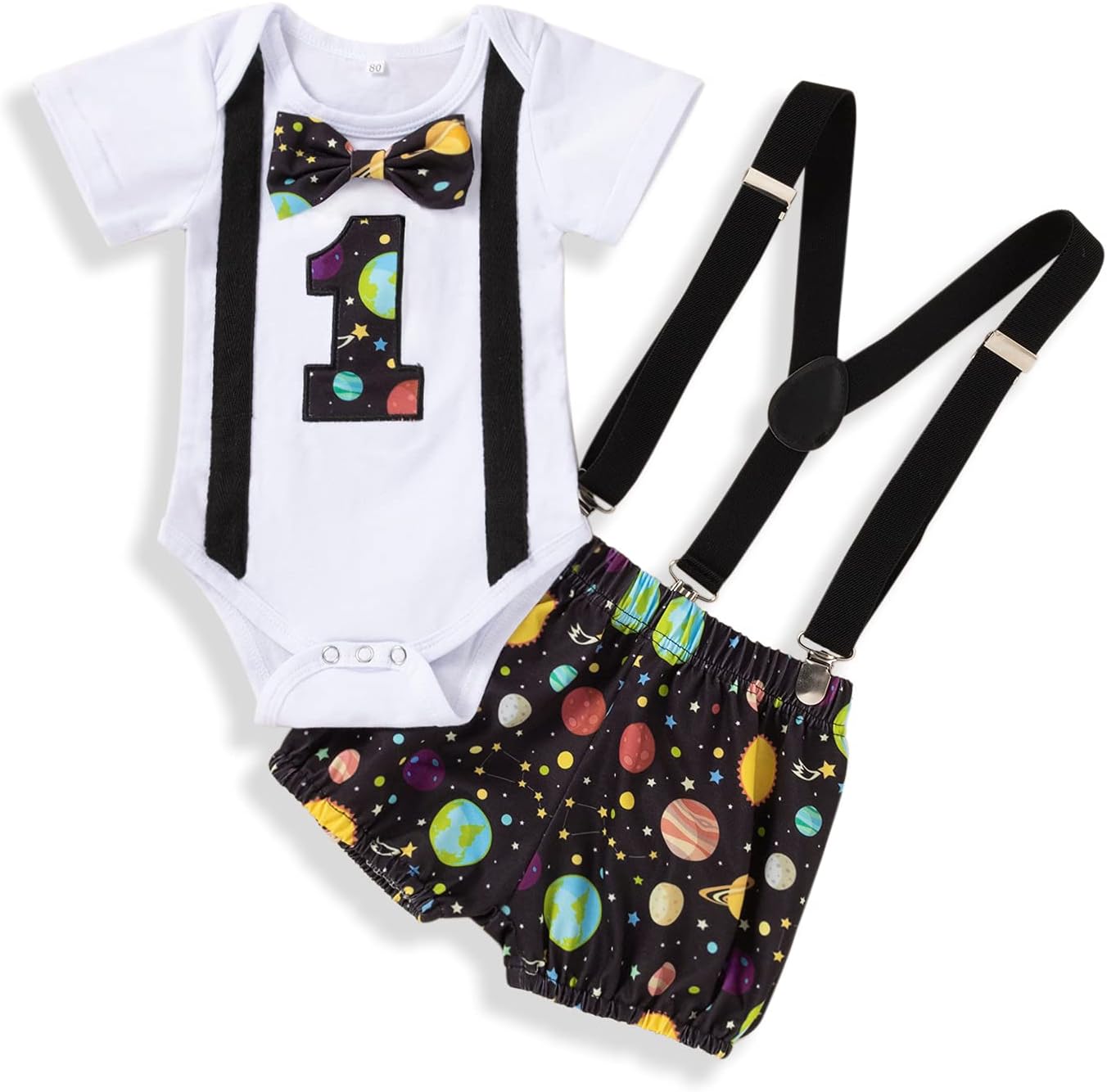 Baby Clothes 1st Birthday Outfits Short Long Sleeve Romper Pants Suspenders Strap Outfits Toddler Boy First Sets