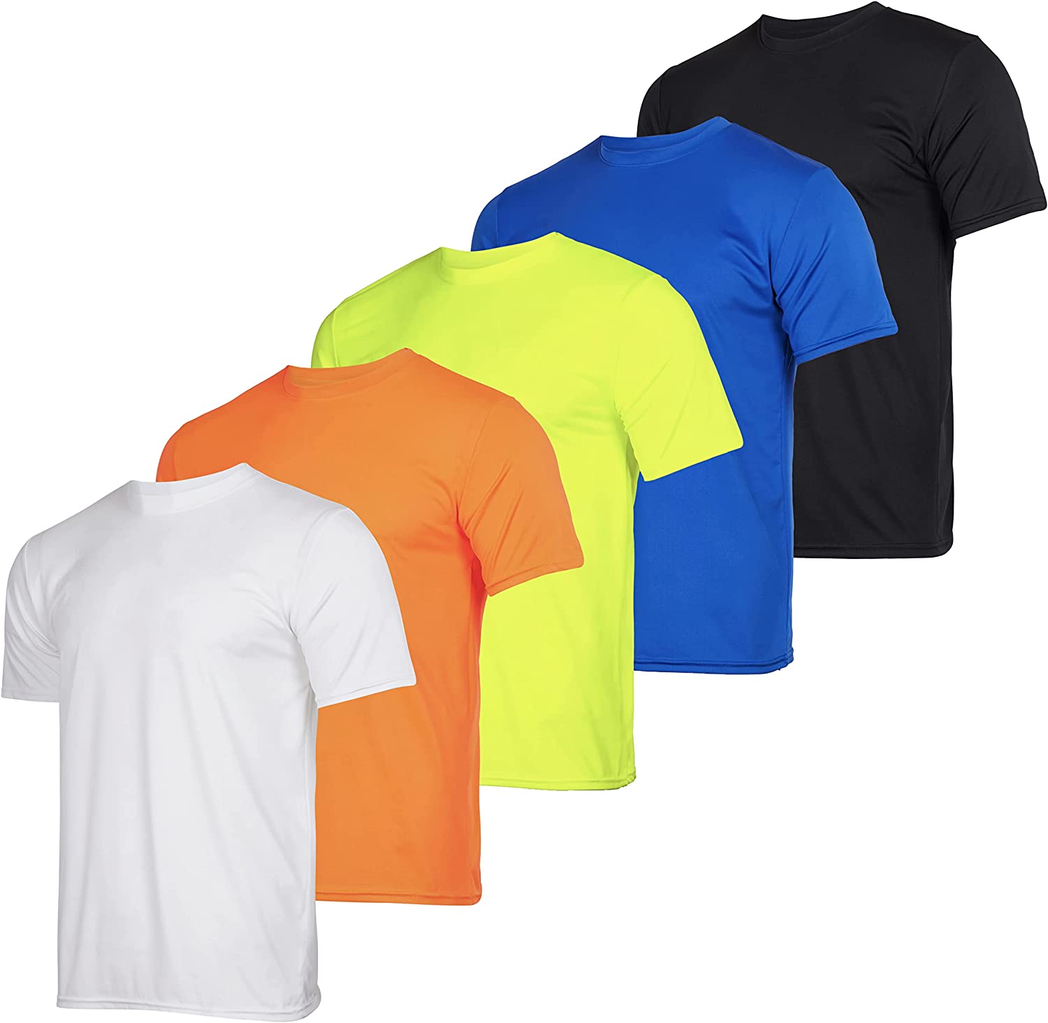 5 Pack: Youth Dry-Fit Moisture Wicking Active Athletic Performance Short-Sleeve T-Shirt Boys & Girls