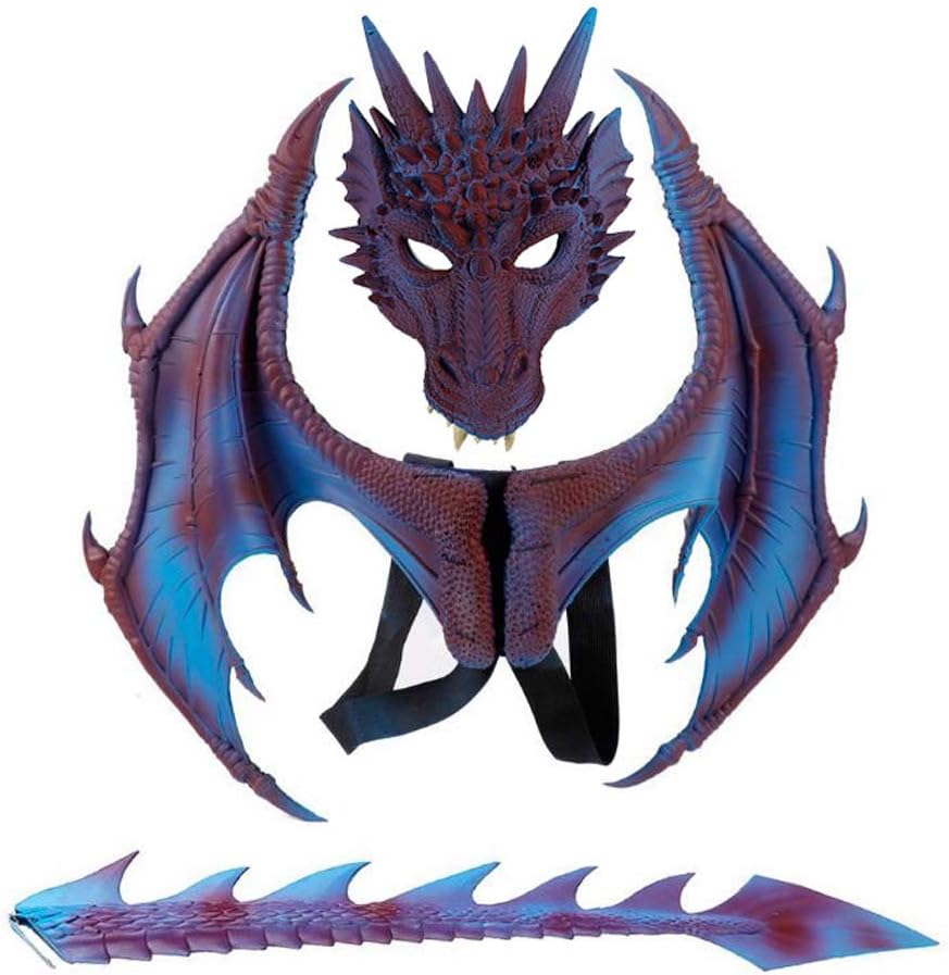 Ho.Volta Children's Dragon Wing Costume Dinosaur Tail Mask Set Cosplay Kids Halloween Dragon Costume