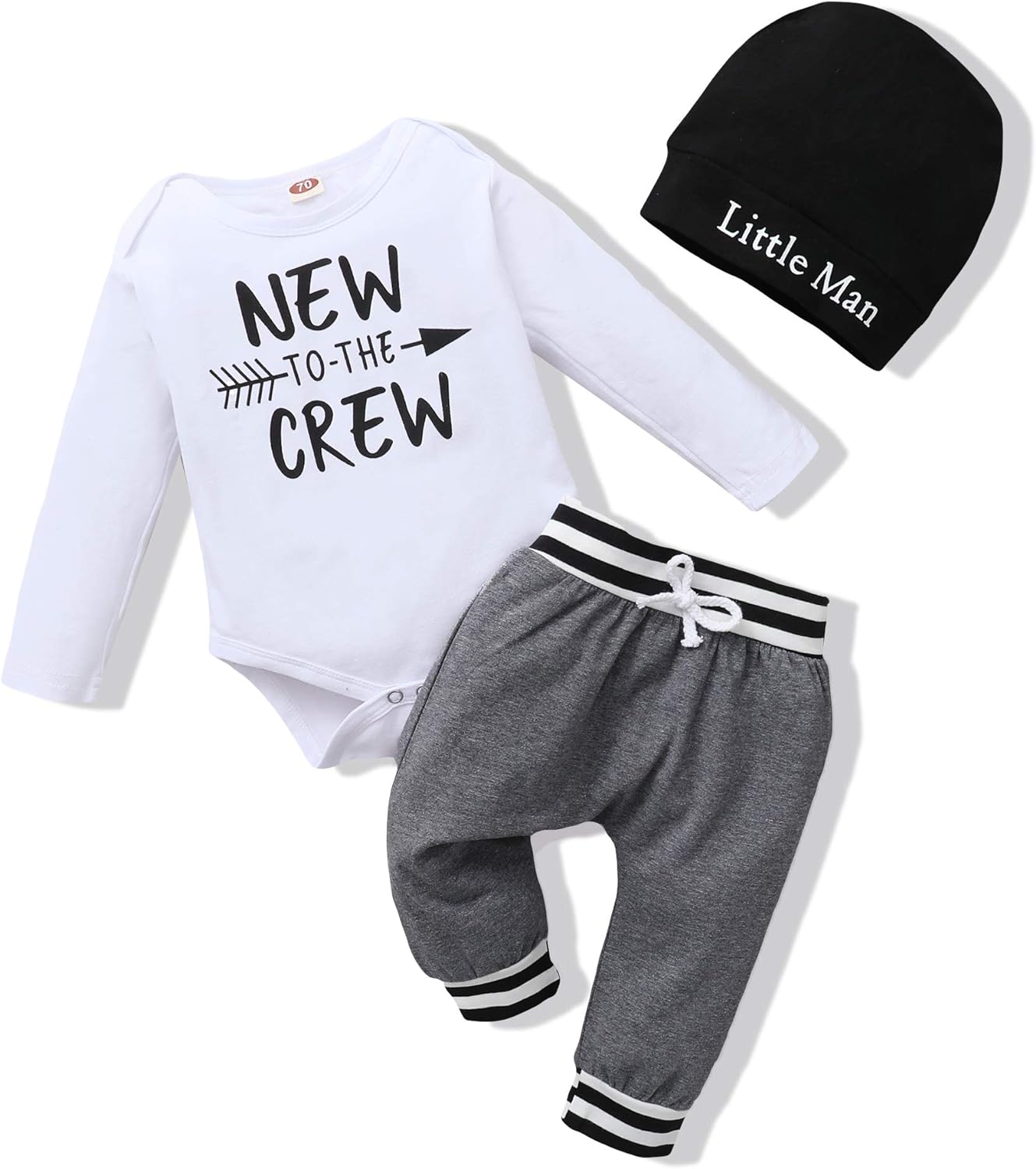 Renotemy Newborn Infant Baby Boy Clothes Outfits New to The Crew Outfits Long Pants Toddler Baby Boy Clothes Set