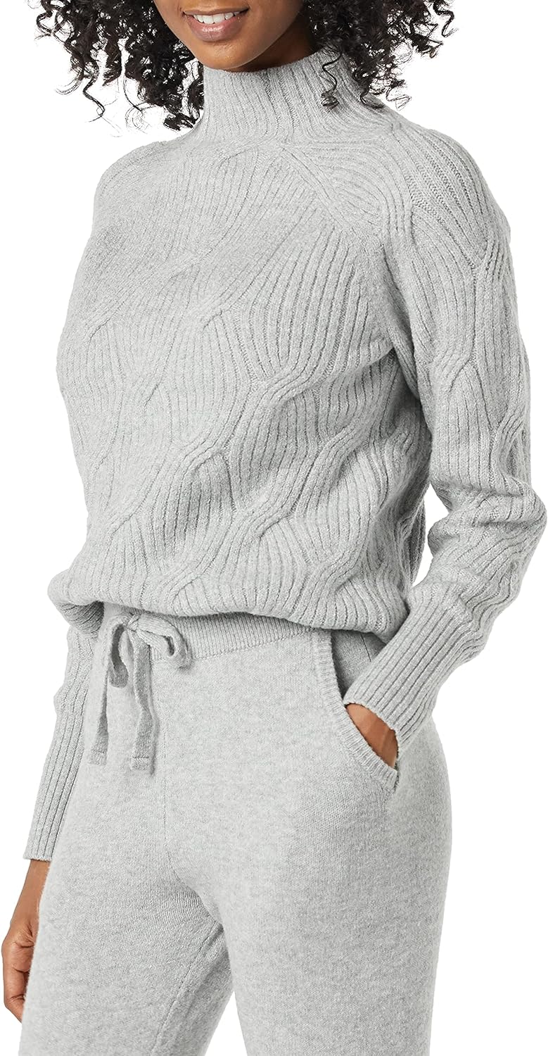  Essentials Women's Soft Touch Funnel Neck Cable Sweater