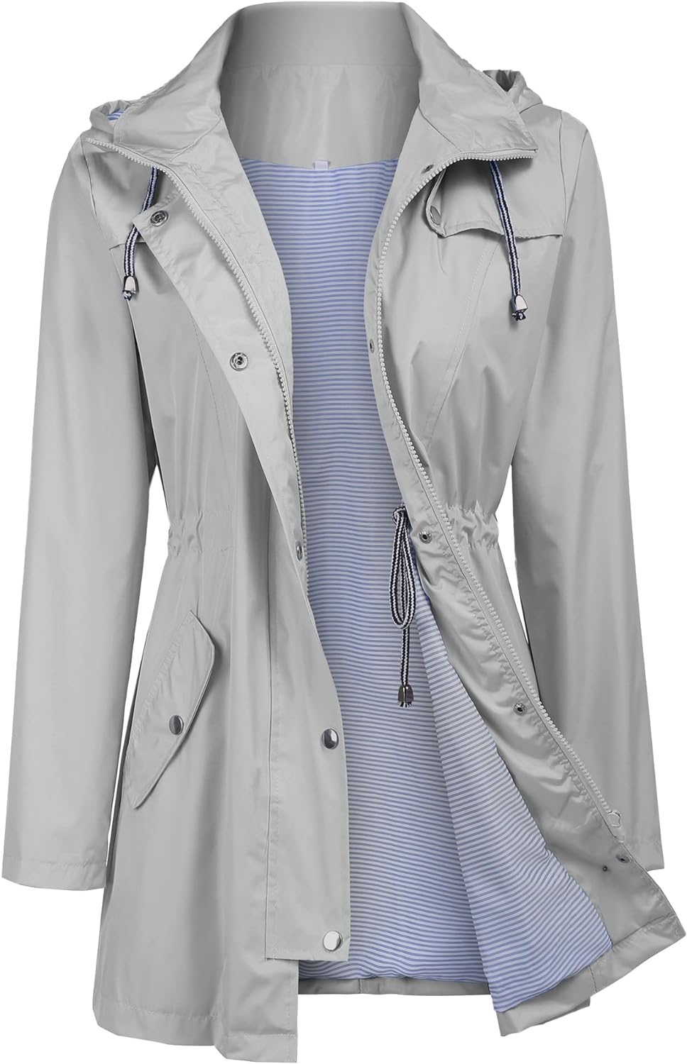 Zcfire Women's Raincoats Windbreaker Rain Jacket Waterproof Lightweight Outdoor Hooded Trench Coats S-XXL