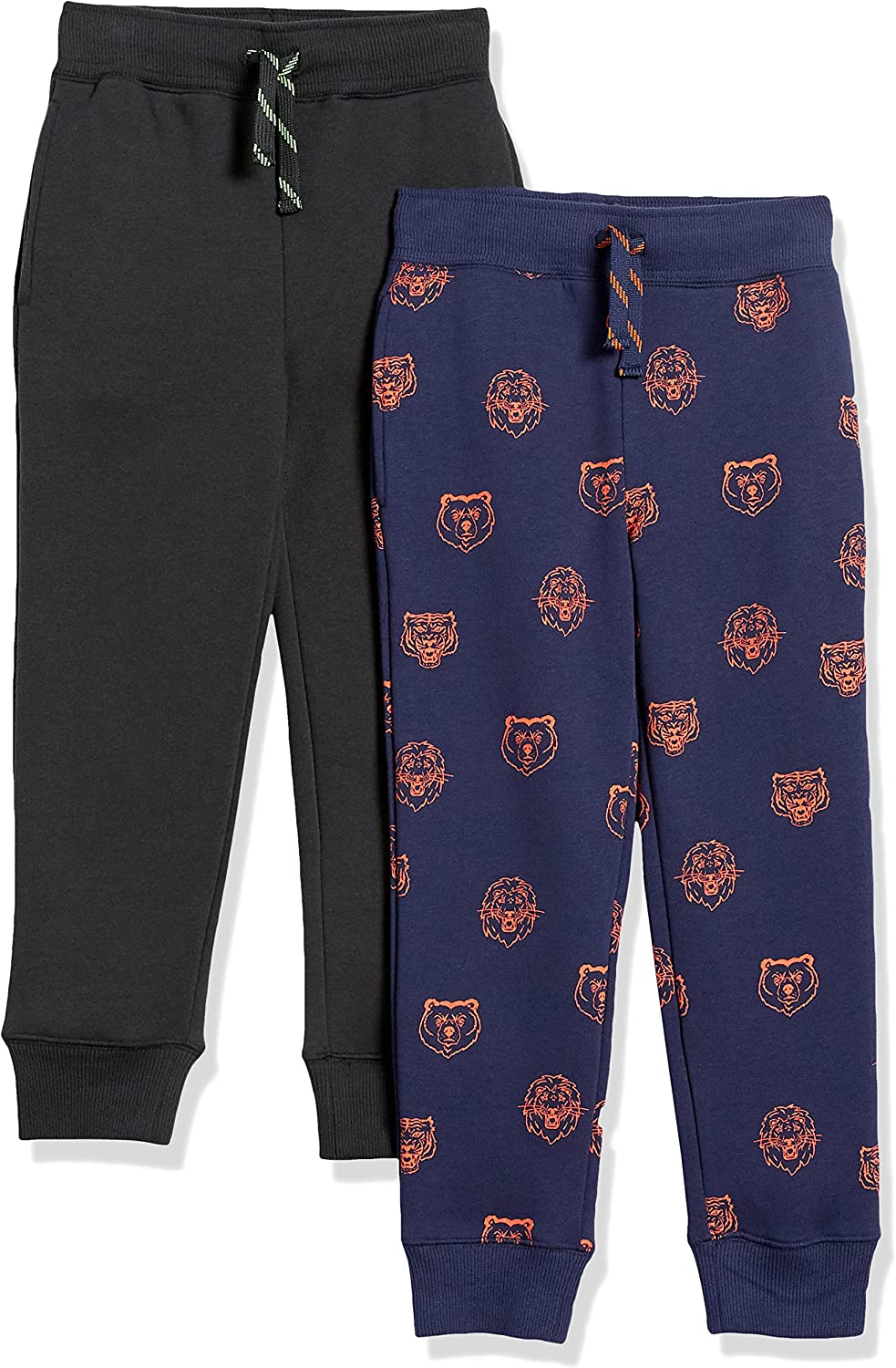  Essentials Boys and Toddlers' Fleece Jogger Sweatpants (Previously Spotted Zebra), Pack of 2