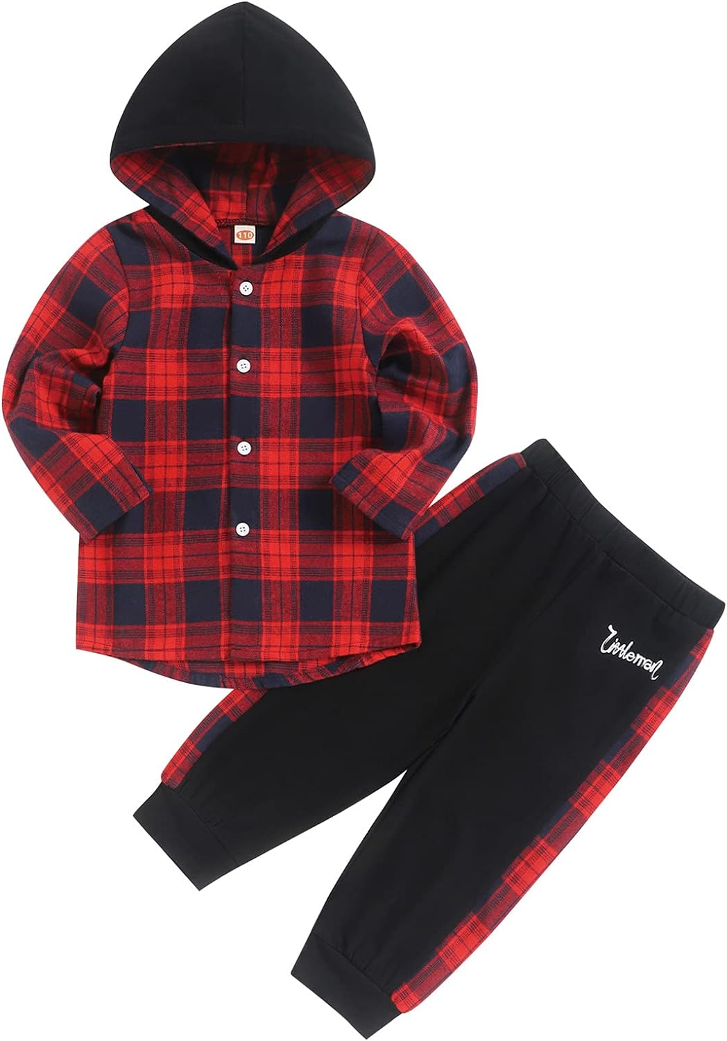 Fuermos Toddler Baby Boys Clothes Flannel Lattice Button Down Hoodied Tops +Pants Boys Fall Winter Outfits