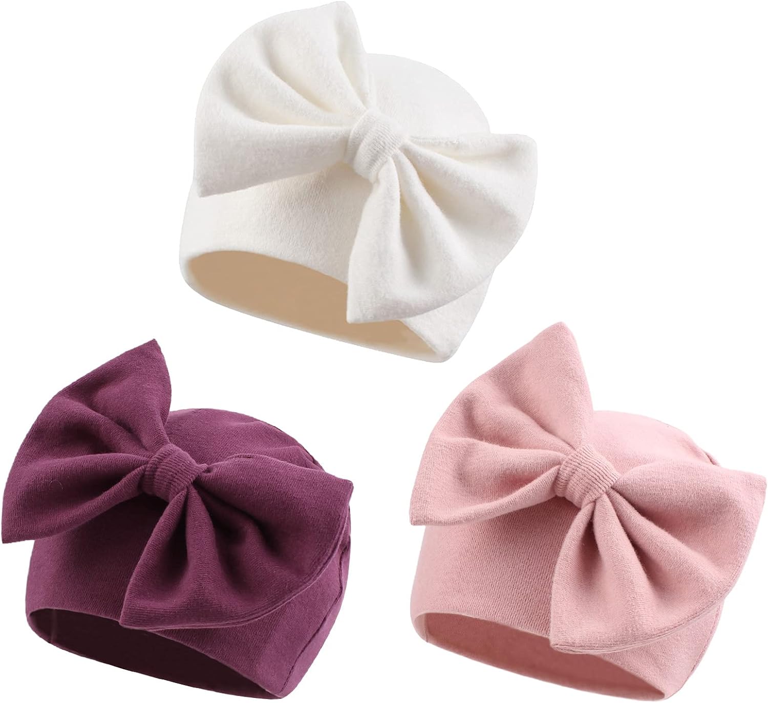 Newborn Baby Girl Hat Cotton Baby Bow Beanie Spring Infant Hats for Girls 0-6Months