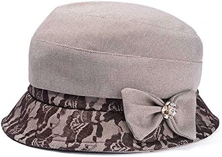 Colorsun Women's Foldable Lace 1920s Vintage Cloche Bucket Hat with Crystal Bowknot Lady Bowler Caps