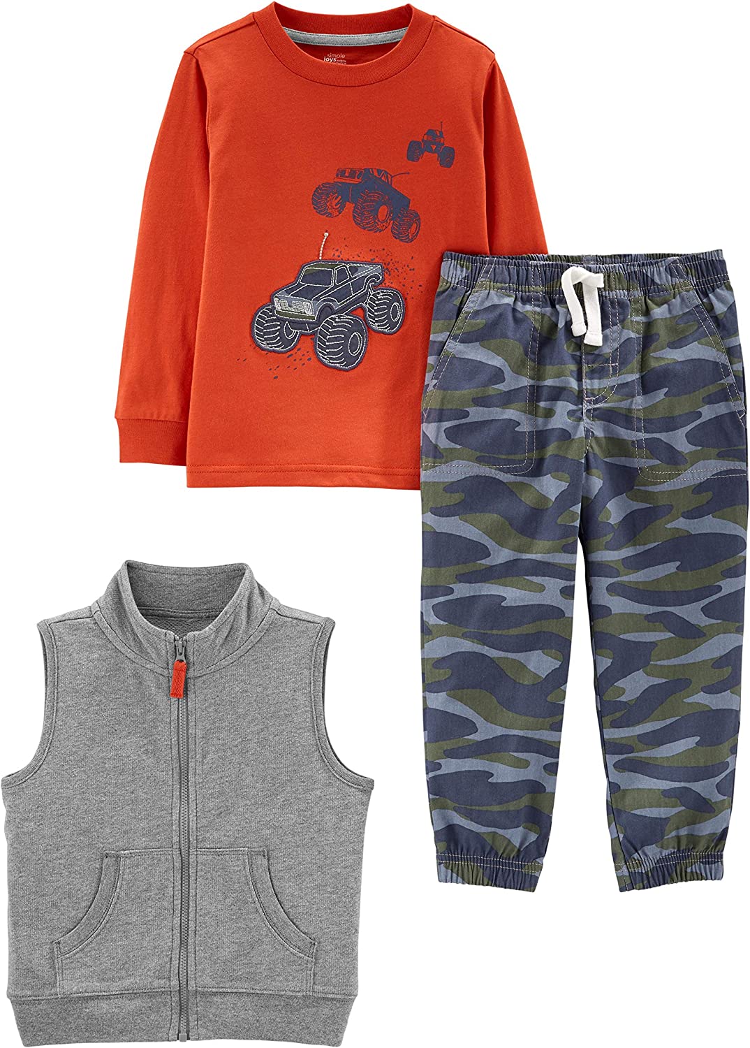 Simple Joys by Carter's Toddlers and Baby Boys' 3-Piece Fleece Vest, Long-Sleeve Shirt, and Woven Pant Playwear Set