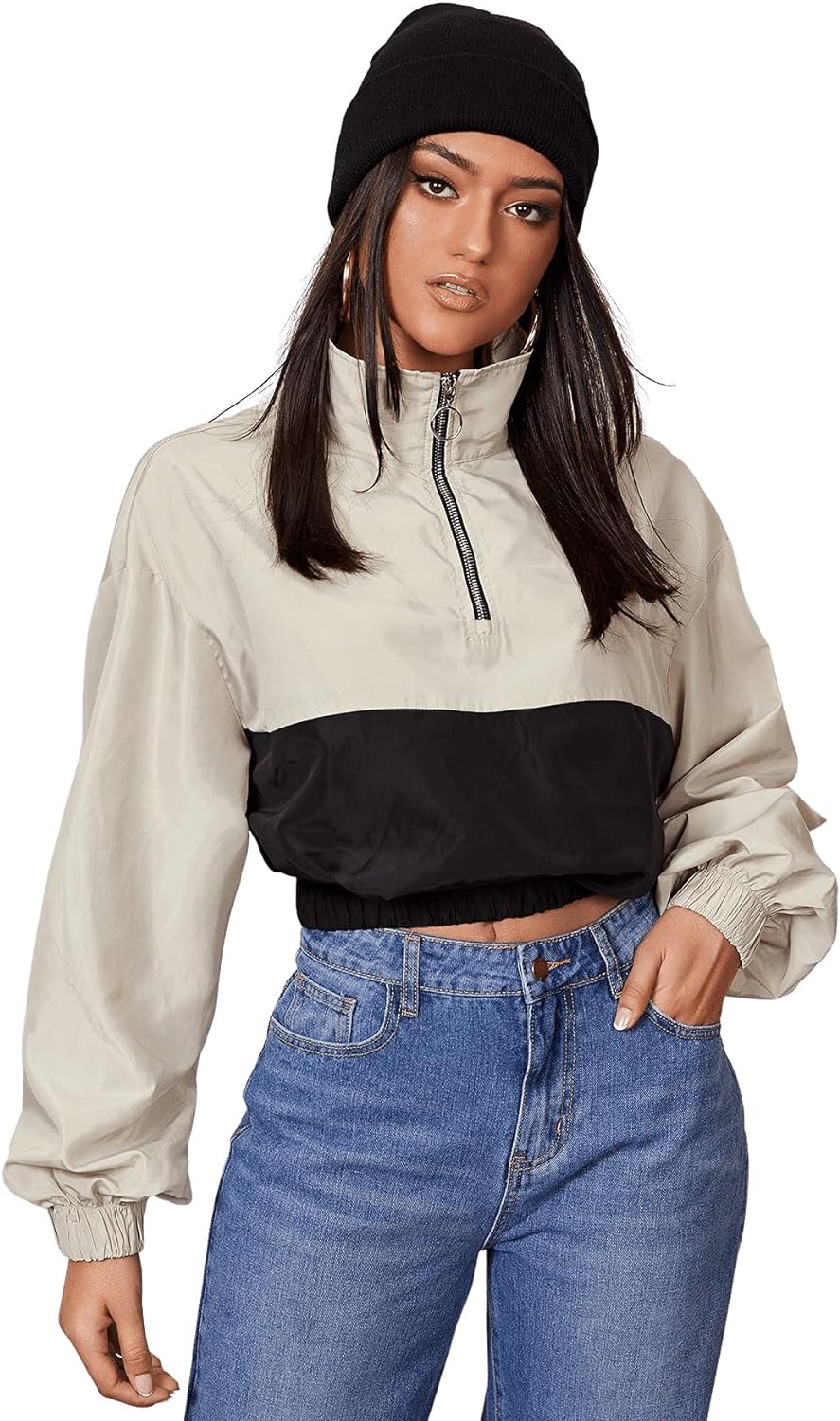 SweatyRocks Women's Windbreaker,Half Zip