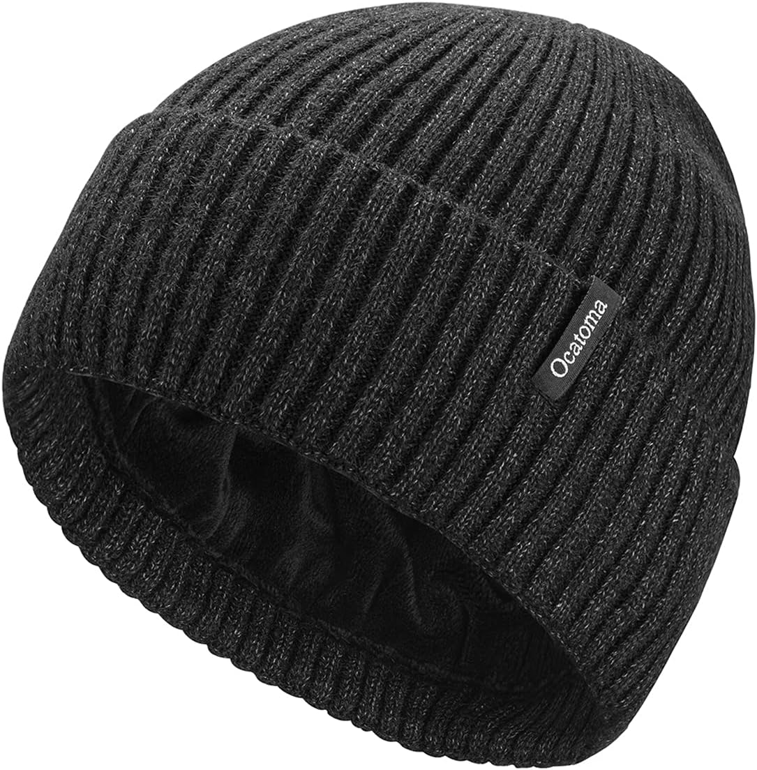 Ocatoma Beanie Hat for Men Women Warm Winter Knit Cuffed Beanie Soft Warm Ski Hats Unisex