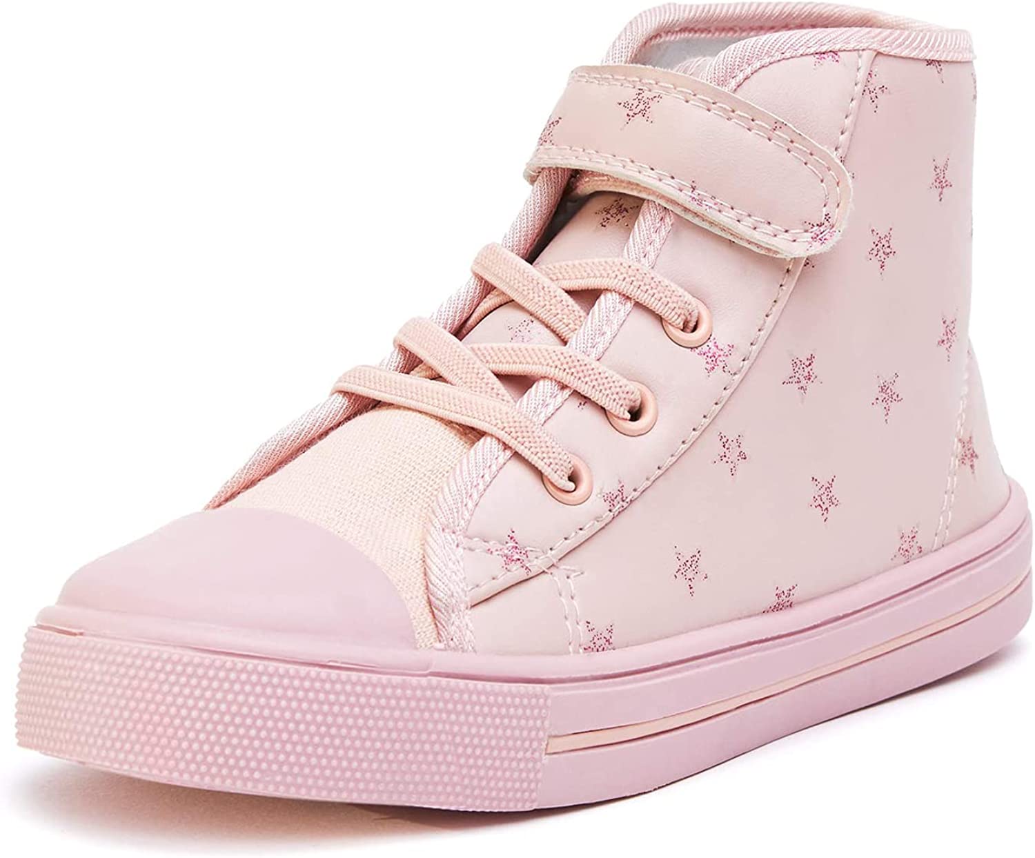 K KomForme Toddler Boys and Girls Sneakers Canvas High Top Sneakers Kids Walking Shoes