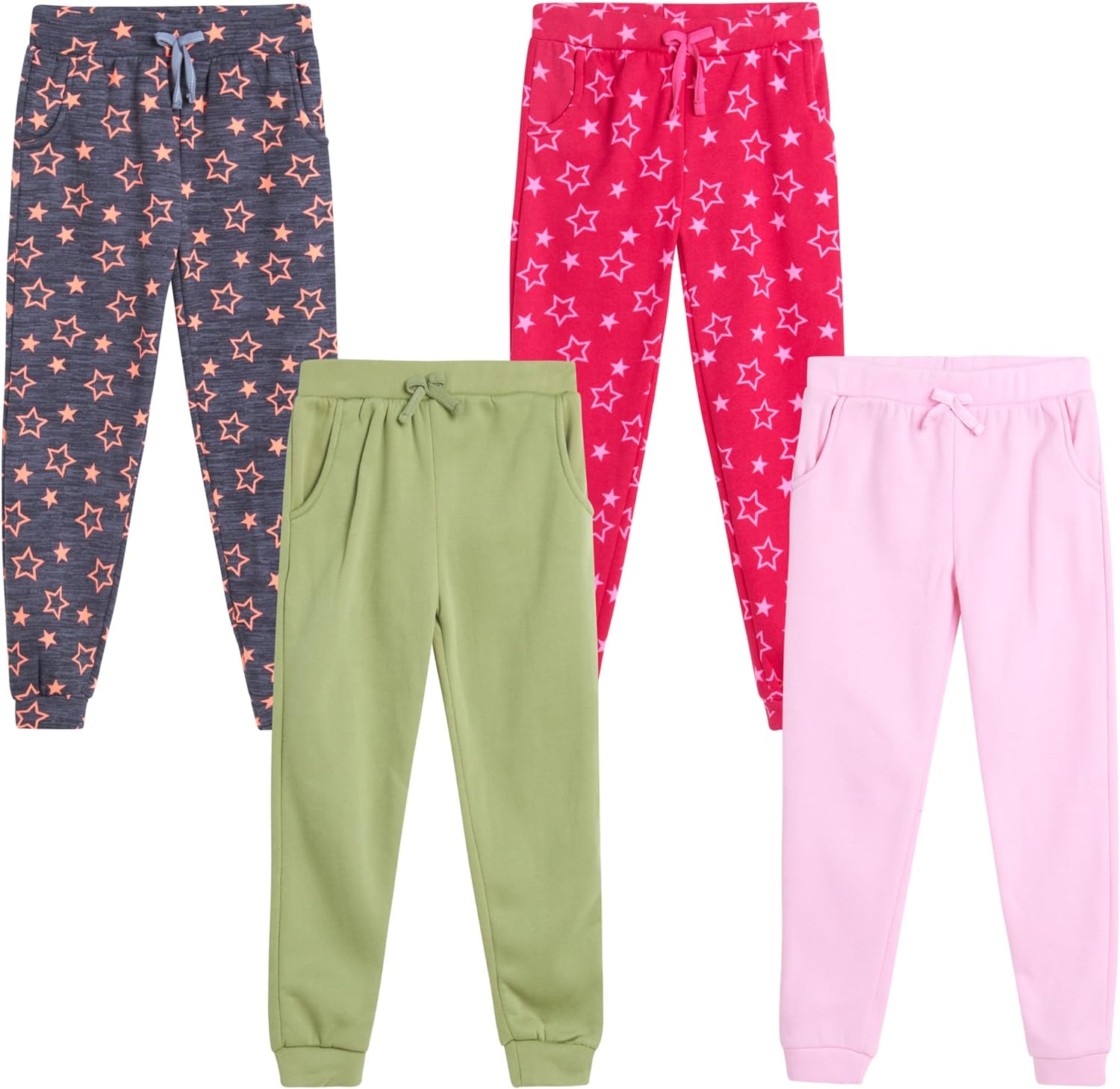 Real Love Girls’ Sweatpants – 4 Pack Active Fleece Jogger Pants (7-16)