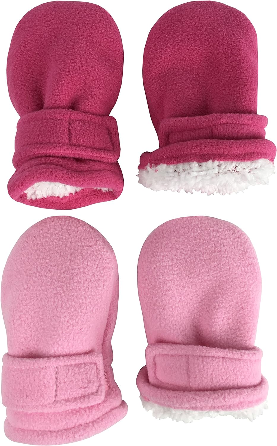 N'Ice Caps 2 Pairs Little Kids Baby Fleece Mittens - Easy-on Sherpa Lined Pack