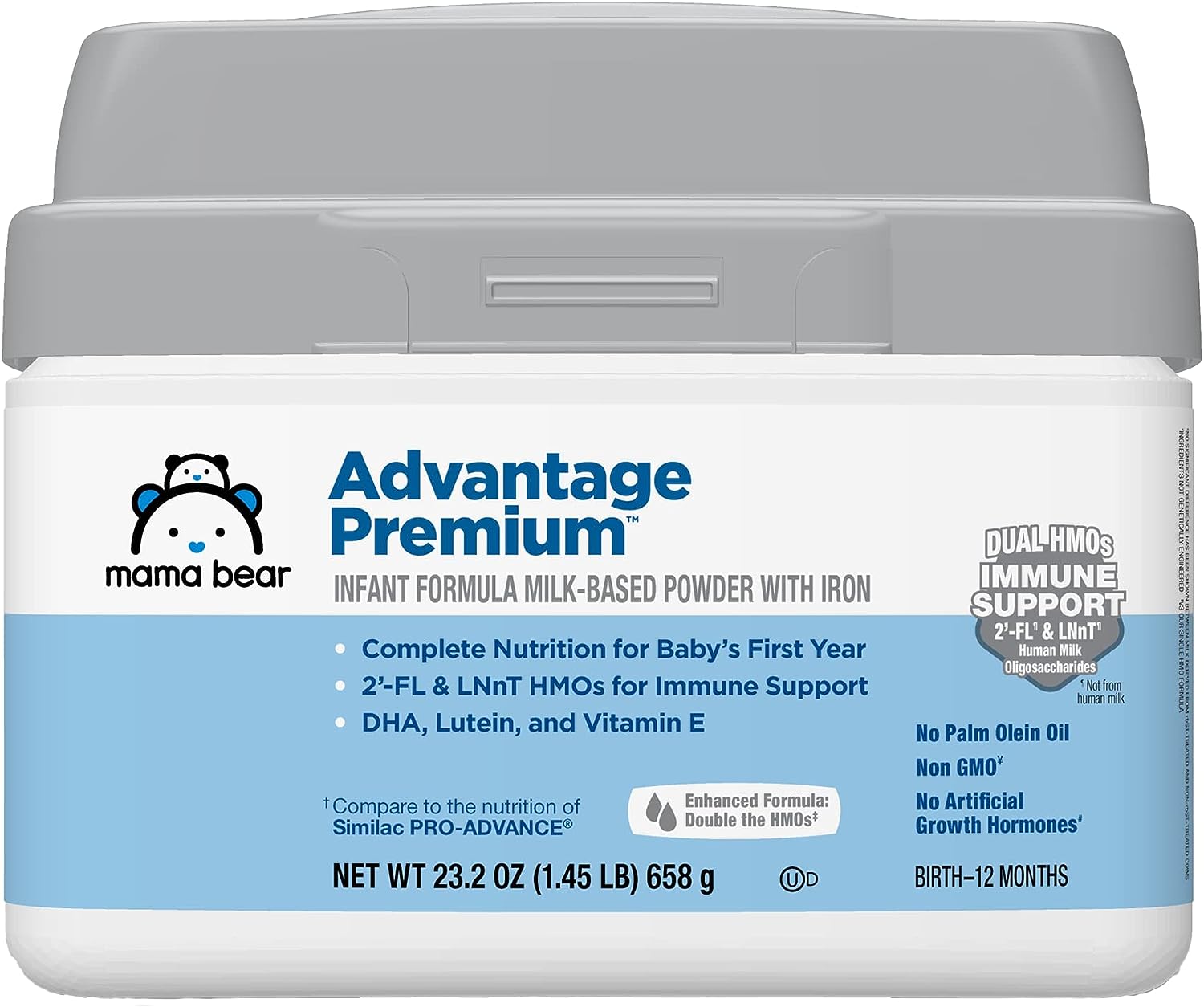  Brand - Mama Bear Advantage Baby Formula Powder with Iron, 2'-FL HMO for Immune Support, Infant Formula, 23.2 Ounce